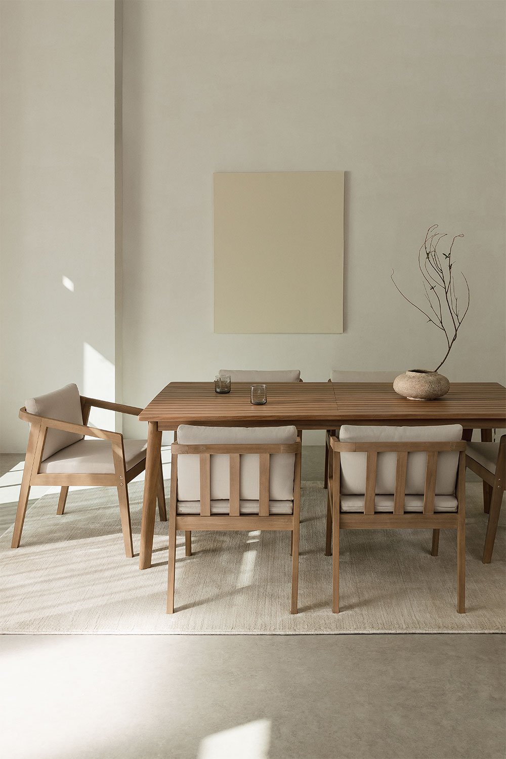 Table de salle à manger rectangulaire en bois d'acacia Kaela, image de la galerie 1