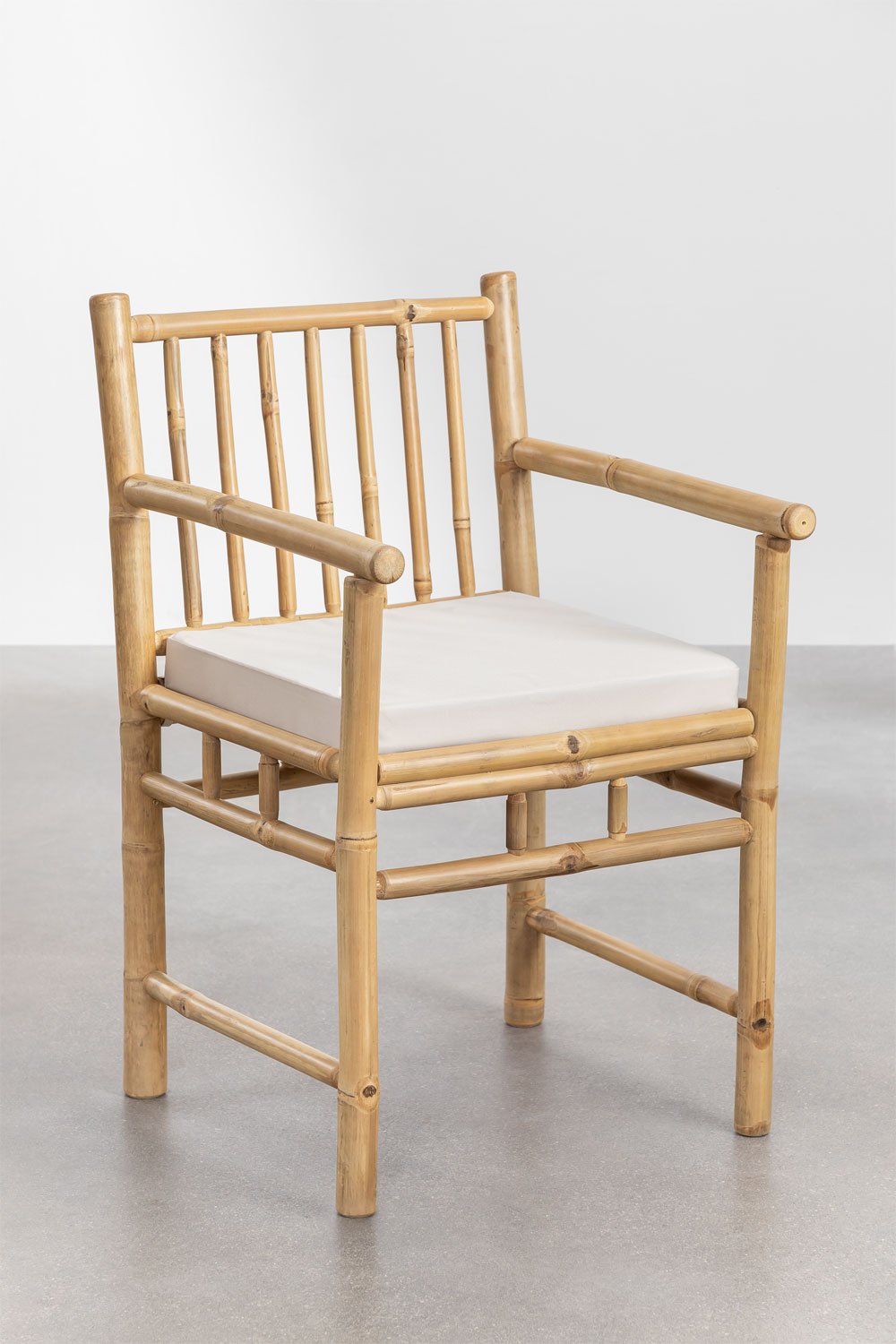 Pack de 4 chaises de salle à manger avec accoudoirs en bambou Senia, image de la galerie 1