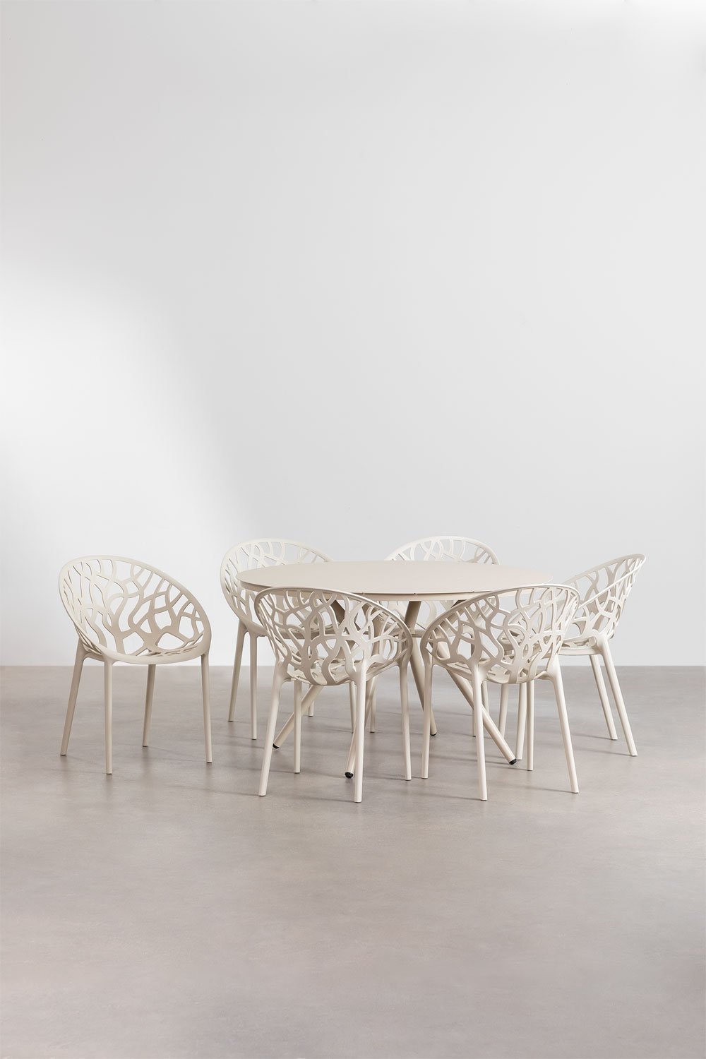 Ensemble table ronde en aluminium Valérie (Ø125 cm) et 6 chaises de jardin Ores     , image de la galerie 2