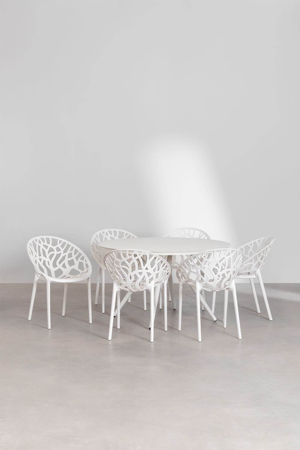 Ensemble table ronde en aluminium Valérie (Ø125 cm) et 6 chaises de jardin Ores     , image de la galerie 1
