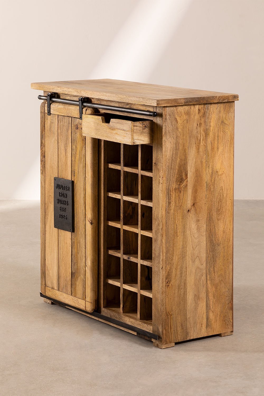 Armoire avec casier à bouteilles pour 18 bouteilles en bois de manguier Uain, image de la galerie 3