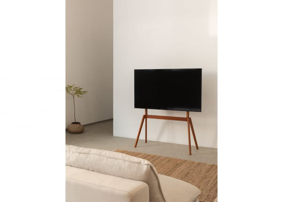 Support TV sur pied en acier et bois Curtiz
