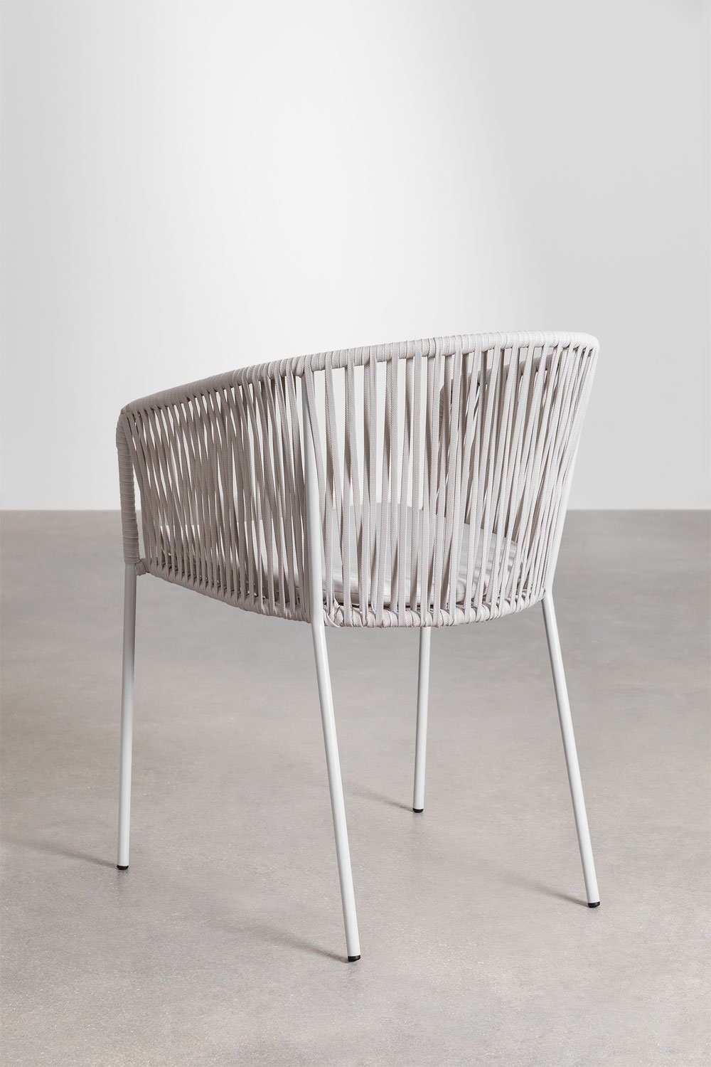 Chaise de salle à manger avec accoudoirs en fer et corde tressée Jocelyn, image de la galerie 4