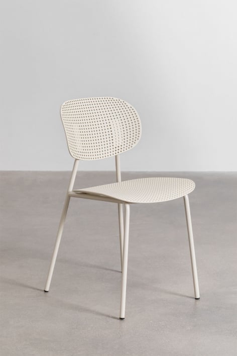 Pack de 4 chaises de salle à manger en polypropylène et fer Tupah - Tapioca Beige