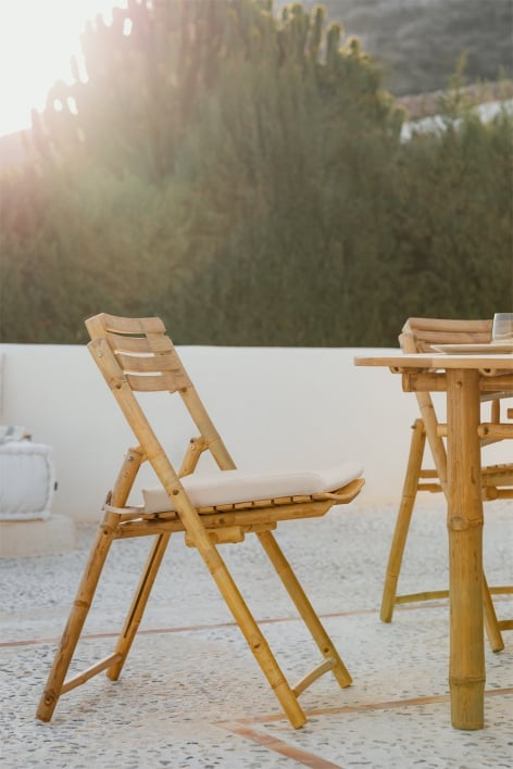 Chaise de jardin pliante en bambou Nelida - Blanc Gardenia