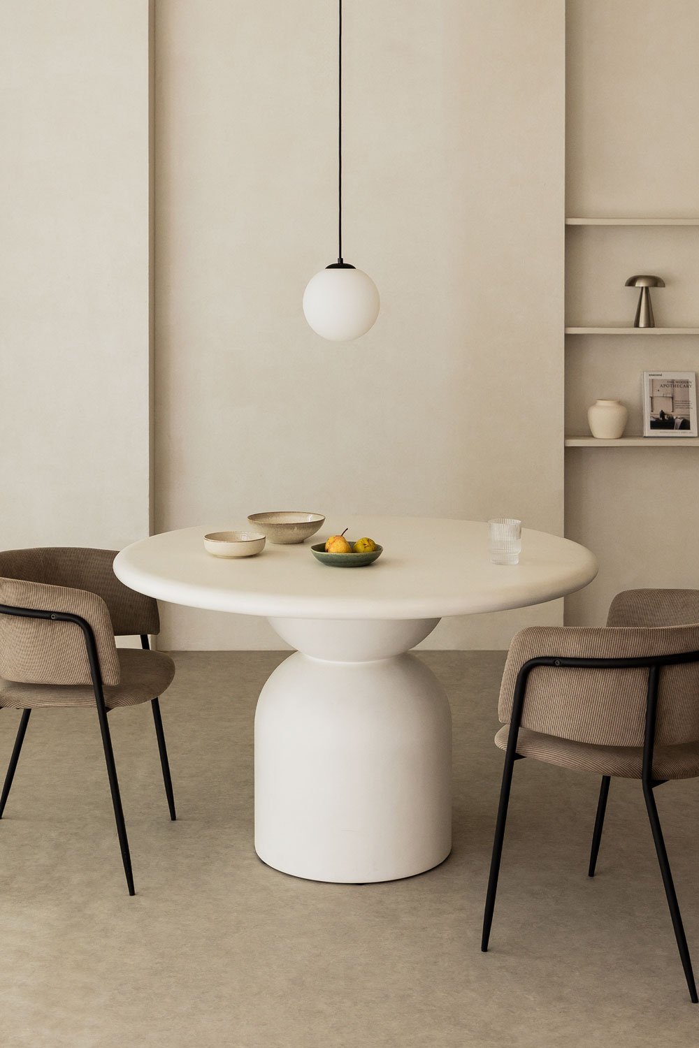 Table à manger ronde en ciment (Ø120 cm) Verenis, image de la galerie 1
