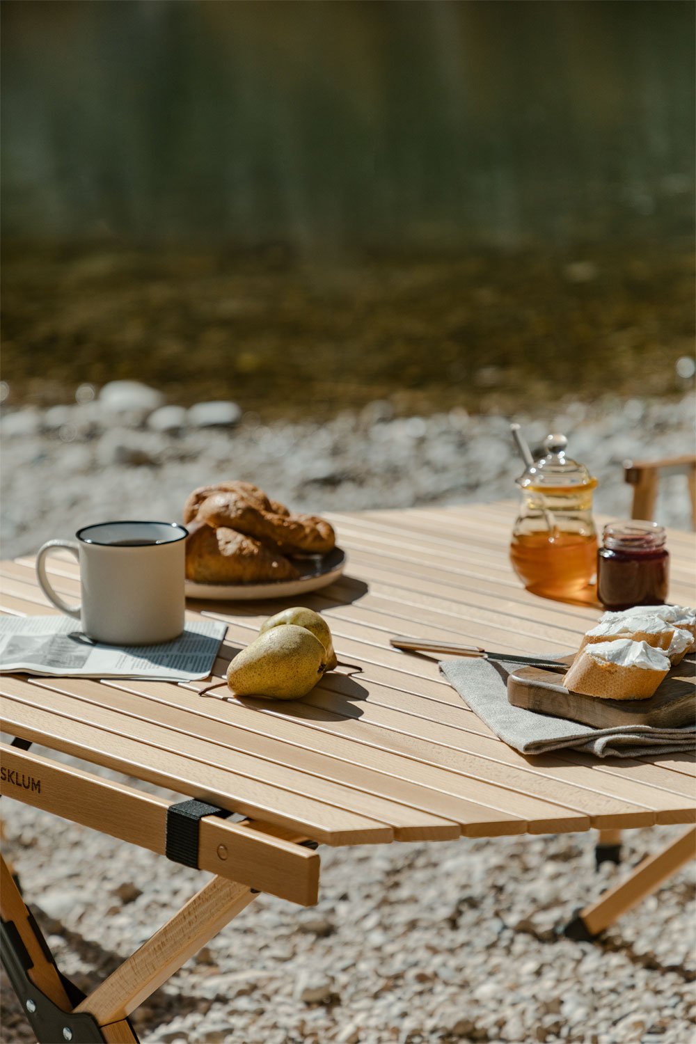 Table de Camping Pliable en Bois de Hêtre (91x90 cm) Sahara, image de la galerie 2