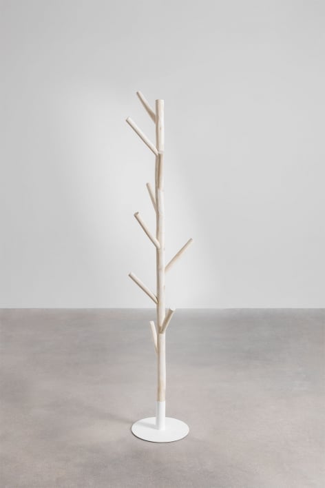 Portemanteau sur pied en bois de teck et métal Merlo