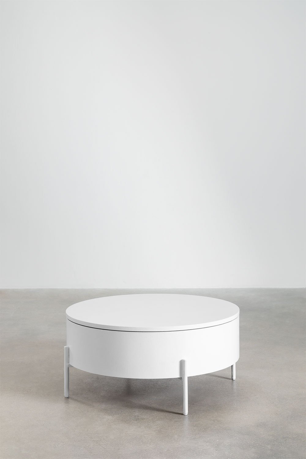 Table basse élévatrice ronde en bois et acier (Ø80 cm) Tainara, image de la galerie 1