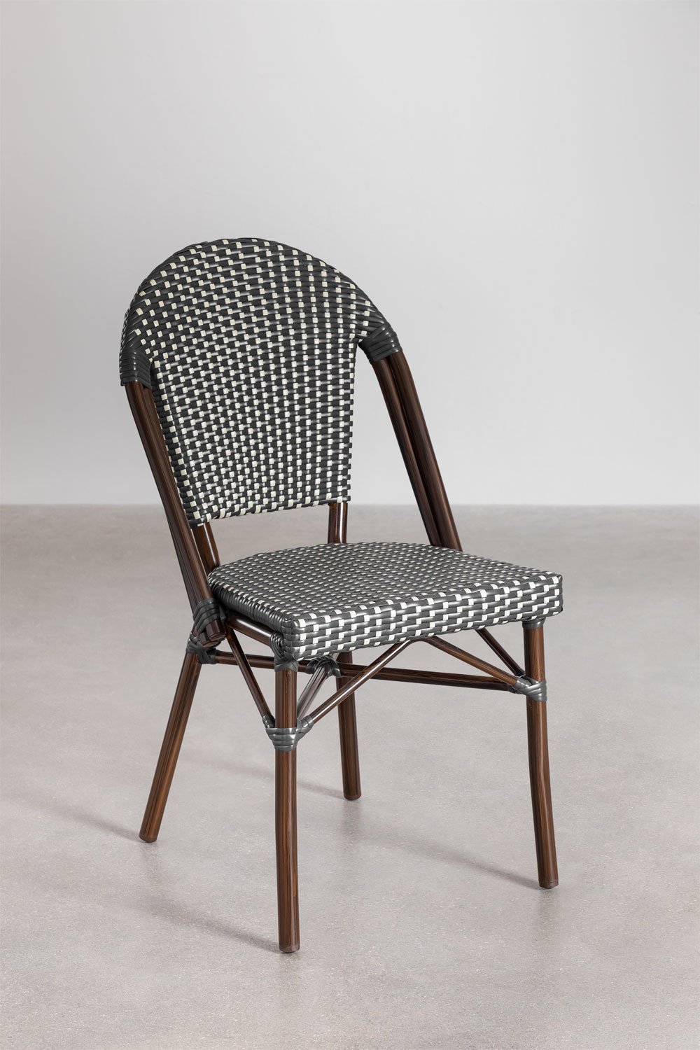 Pack de 2 chaises de jardin empilables en aluminium et rotin synthétique Brielle Bistro, image de la galerie 1