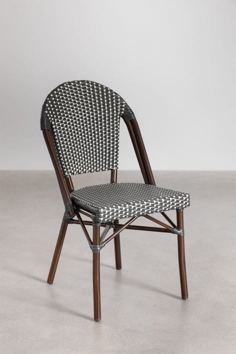 Pack de 2 chaises de salle à manger empilables en aluminium et rotin synthétique Brielle Bistro