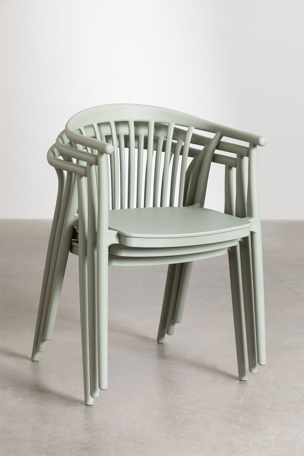 Pack de 2 chaises de salle à manger empilables avec accoudoirs en polypropylène Ivor, image de la galerie 7