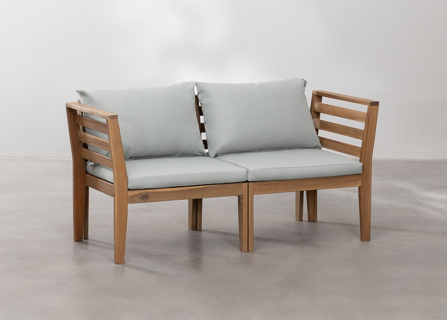 Canapé de jardin modulable 2 pièces Filips avec accoudoirs en bois d'acacia         , image de la galerie 2