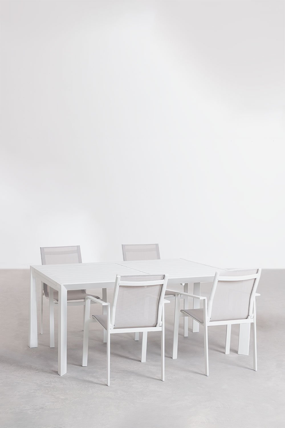 Ensemble de table extensible rectangulaire Starmi, 180-240x100 cm, en aluminium et 4 chaises de jardin Eika., image de la galerie 1