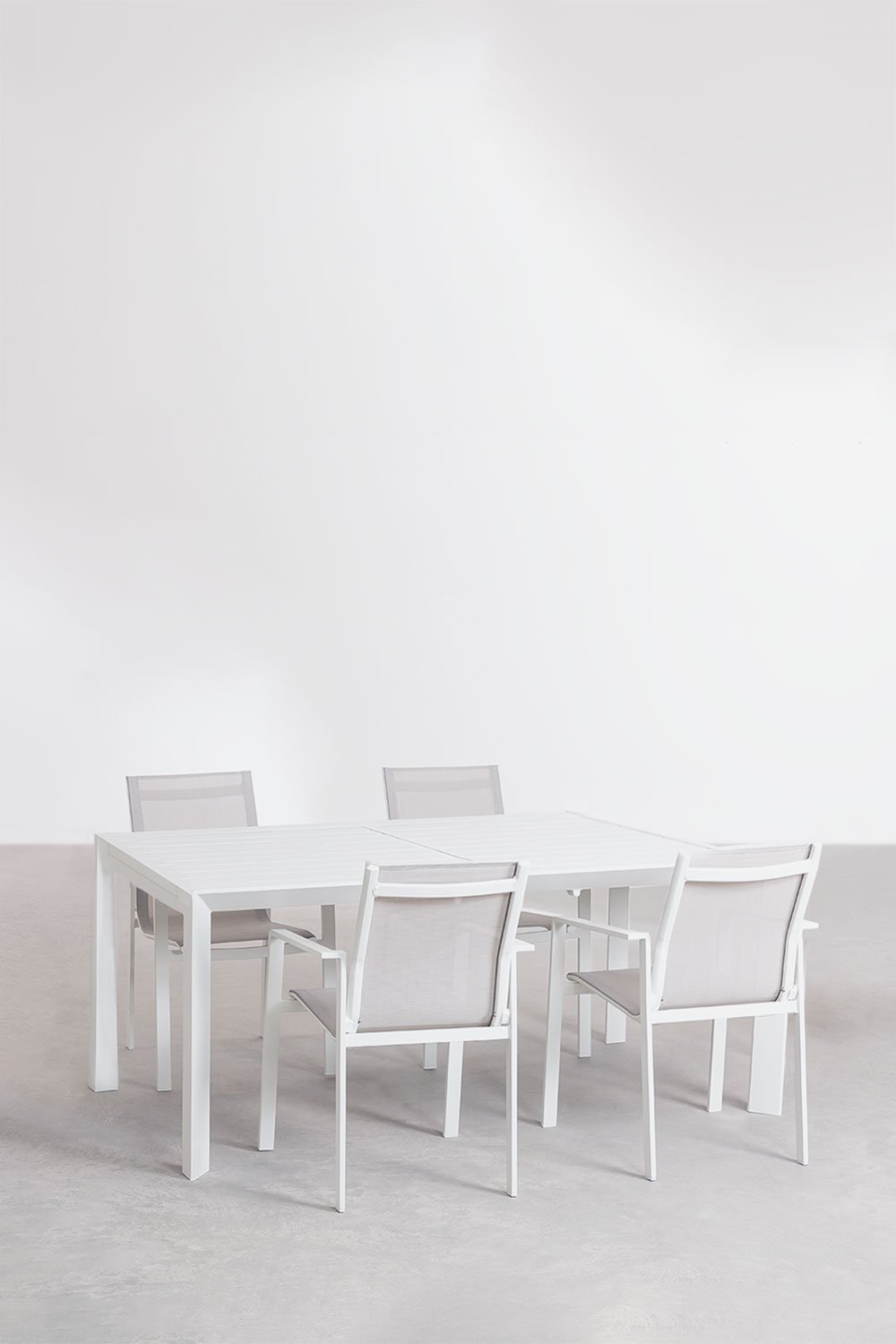  Ensemble table extensible rectangulaire en aluminium (180-240x100 cm) Starmi et 4 chaises de jardin Eika, image de la galerie 1