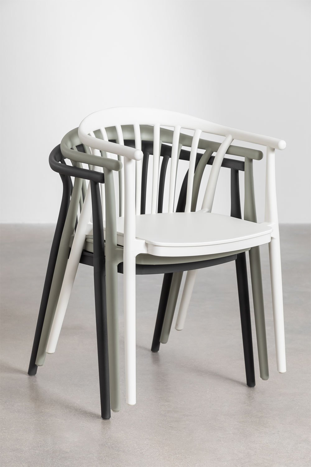 Pack de 6 chaises de jardin empilables avec accoudoirs en polypropylène Ivor, image de la galerie 9