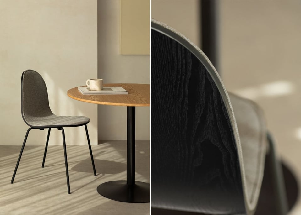 Chaise de salle à manger en tissu et acier Maeve - Tissu Gris Glacial