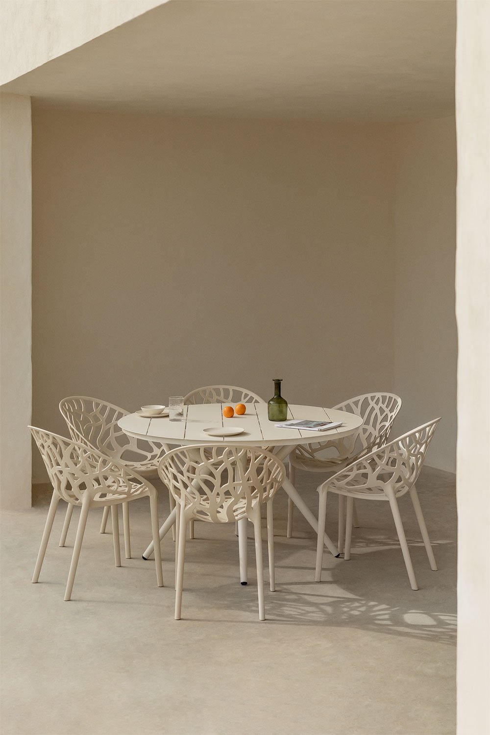 Set de table ronde Ø125 cm en aluminium Valerie et 6 chaises de jardin Ores, image de la galerie 9