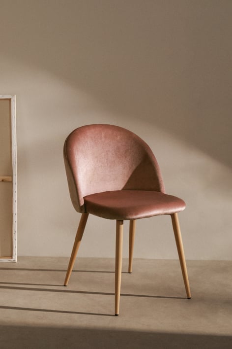 Chaise de salle à manger en velours Kana - BLUSH
