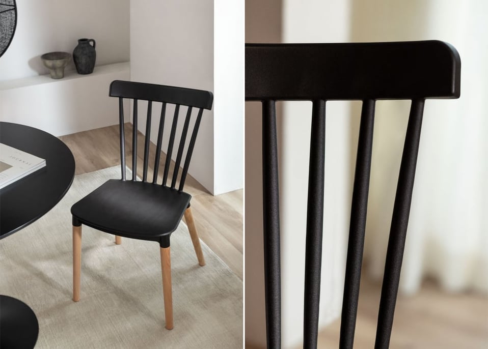 Chaise de salle à manger en bois de hêtre et polypropylène Royal - Noir