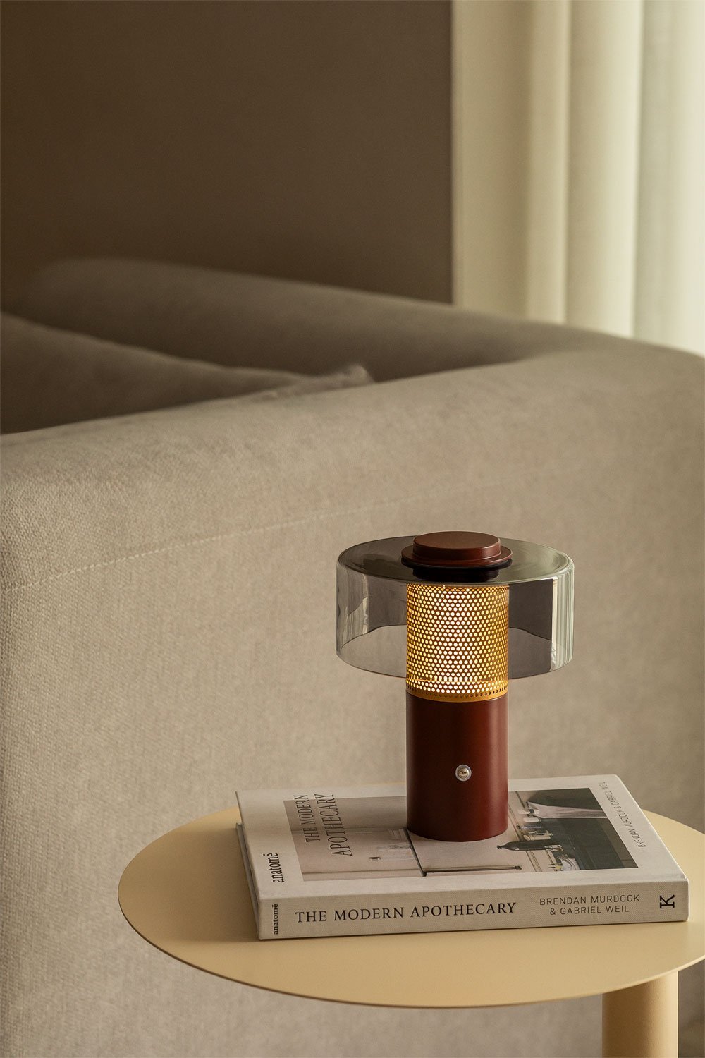 Lampe de table LED sans fil en verre et acier Elfriede, image de la galerie 1