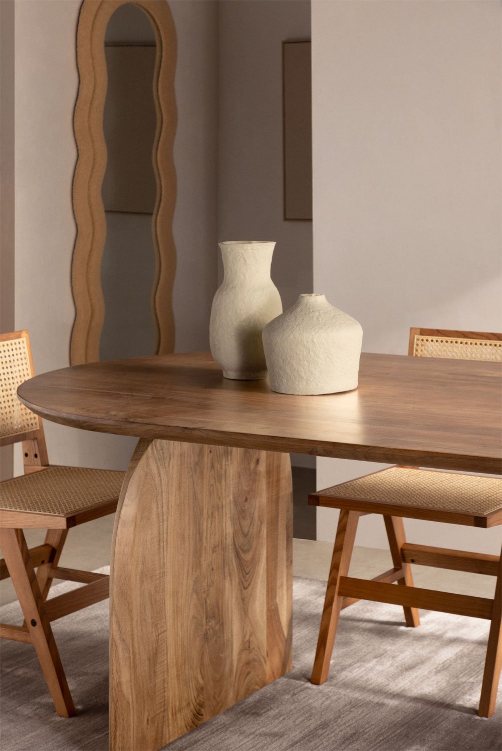 Table à manger ovale en bois d'acacia (200x100 cm) Bedum, image de la galerie 1