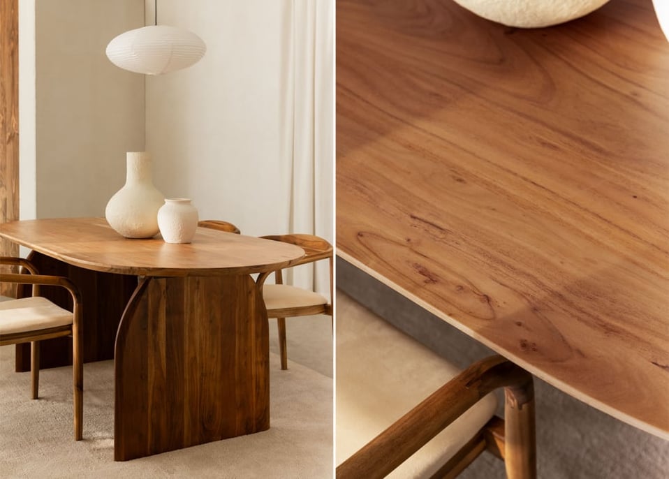 Table à manger ovale en bois d'acacia (200x100 cm) Bedum
