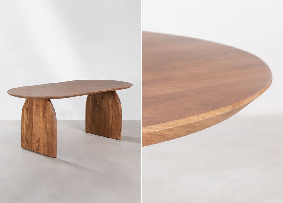 Table à manger ovale en bois d'acacia (200x100 cm) Bedum