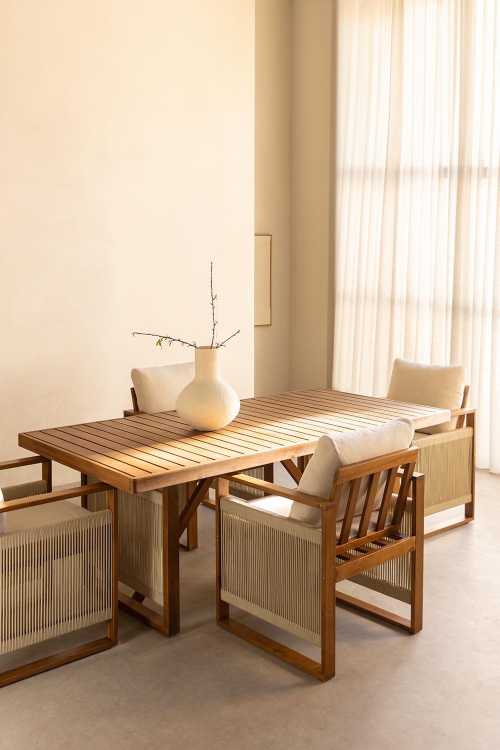 Table à manger rectangulaire en bois d'acacia (200x100 cm) Nayely, image de la galerie 1