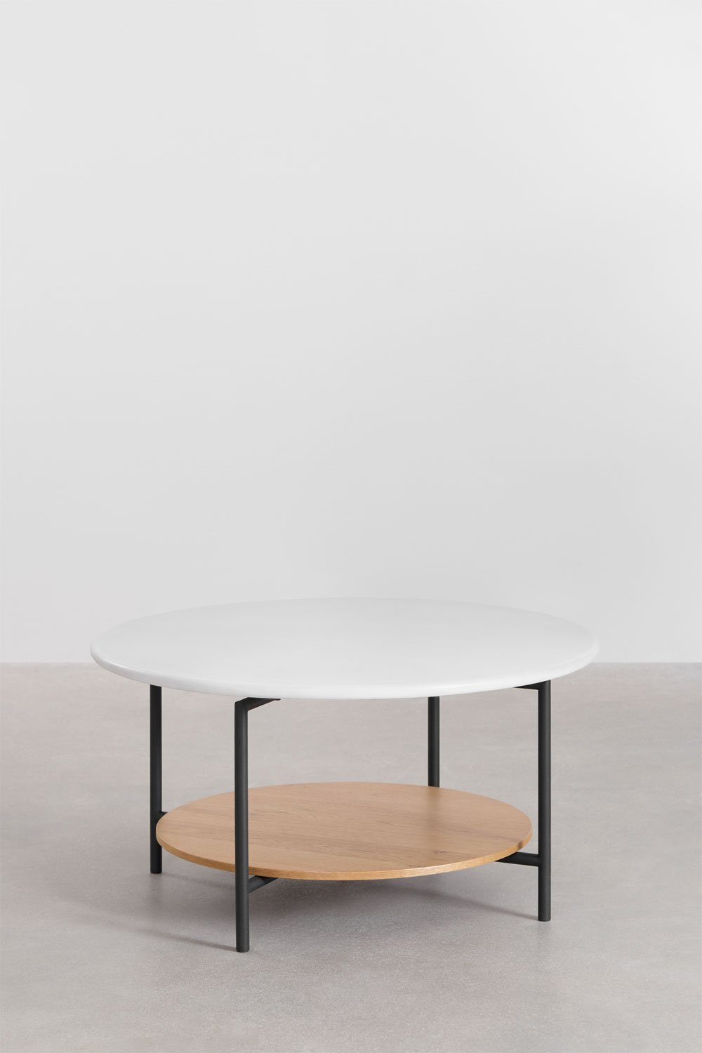 Table basse ronde en acier et bois (Ø80 cm) Paliseda, image de la galerie 1