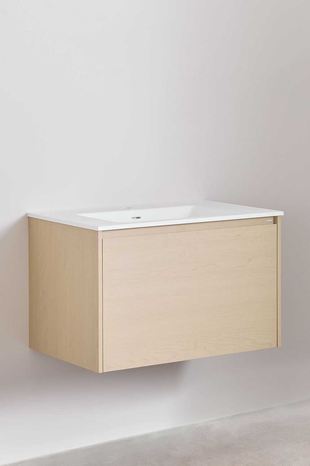 Meuble de salle de bain suspendu en bois avec lavabo intégré Jacob, image de la galerie 1