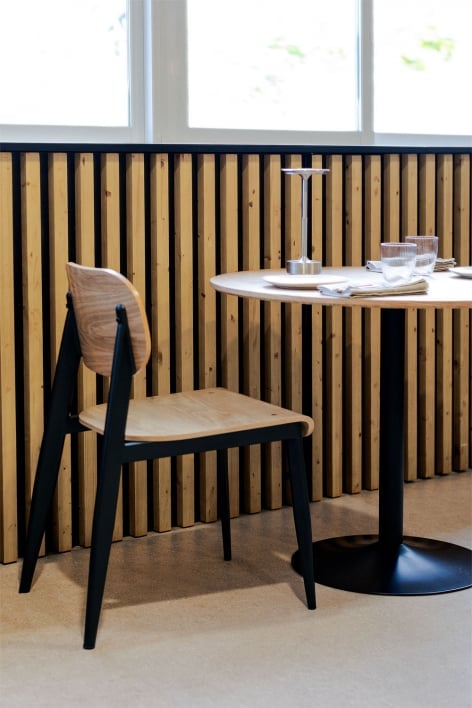 Chaise de salle à manger en placage de chêne et fer And