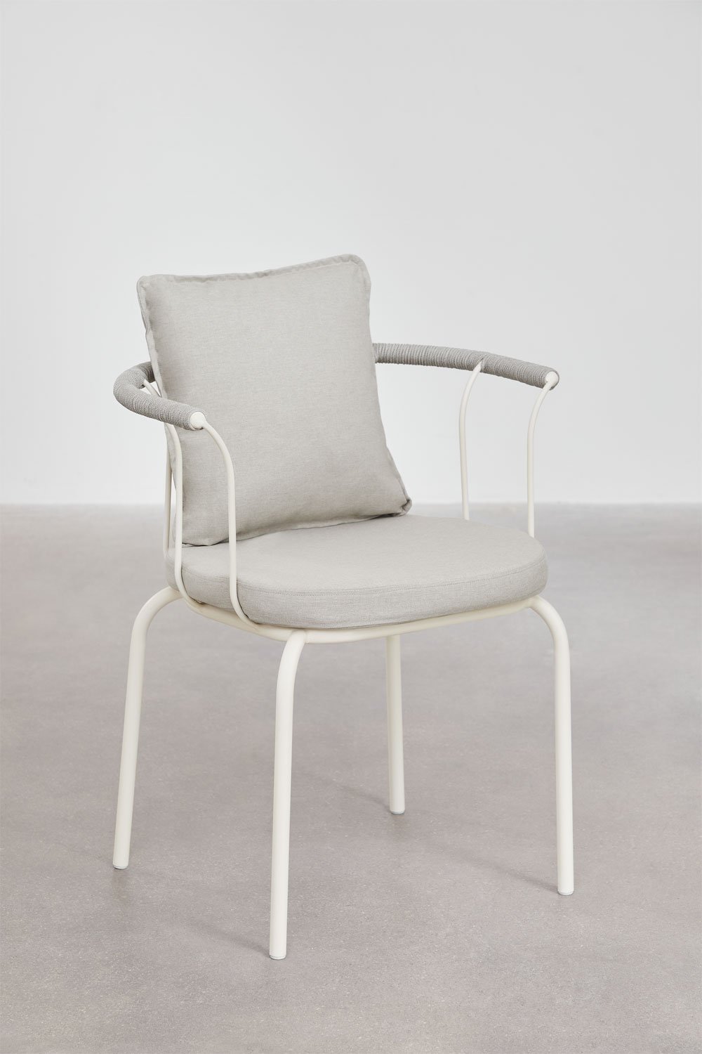 Chaise de salle à manger empilable avec accoudoirs Boucid en acier, image de la galerie 1