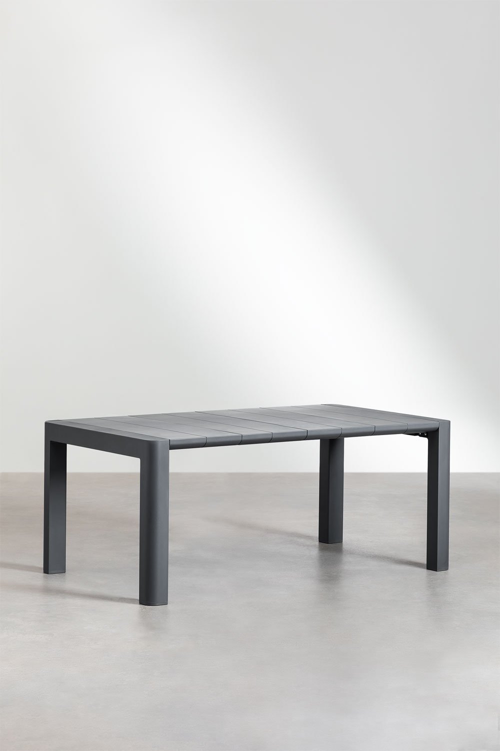 Ensemble table rectangulaire Arnadine (180x100 cm) et 6 chaises de salle à manger empilables avec accoudoirs Omara, image de la galerie 2