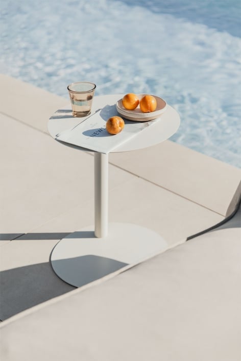 Table d'appoint de jardin ronde Ø40 cm en acier inoxydable Yannik