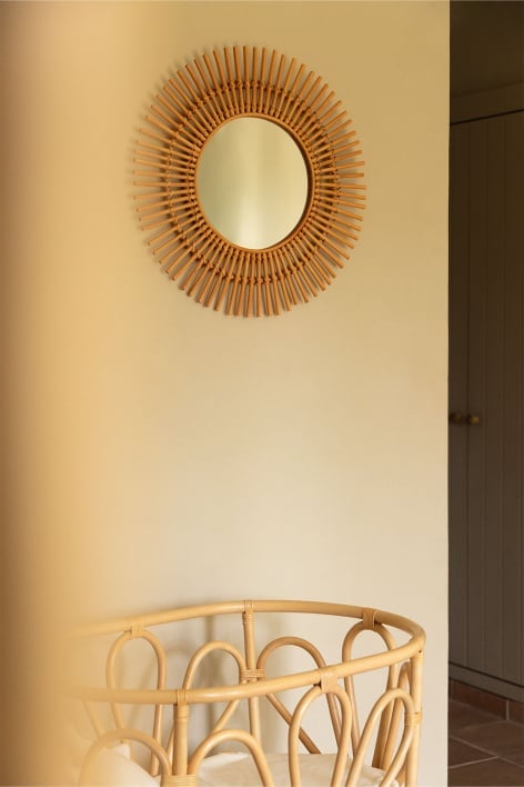 Miroir rond en rotin (Ø60 cm) Beku