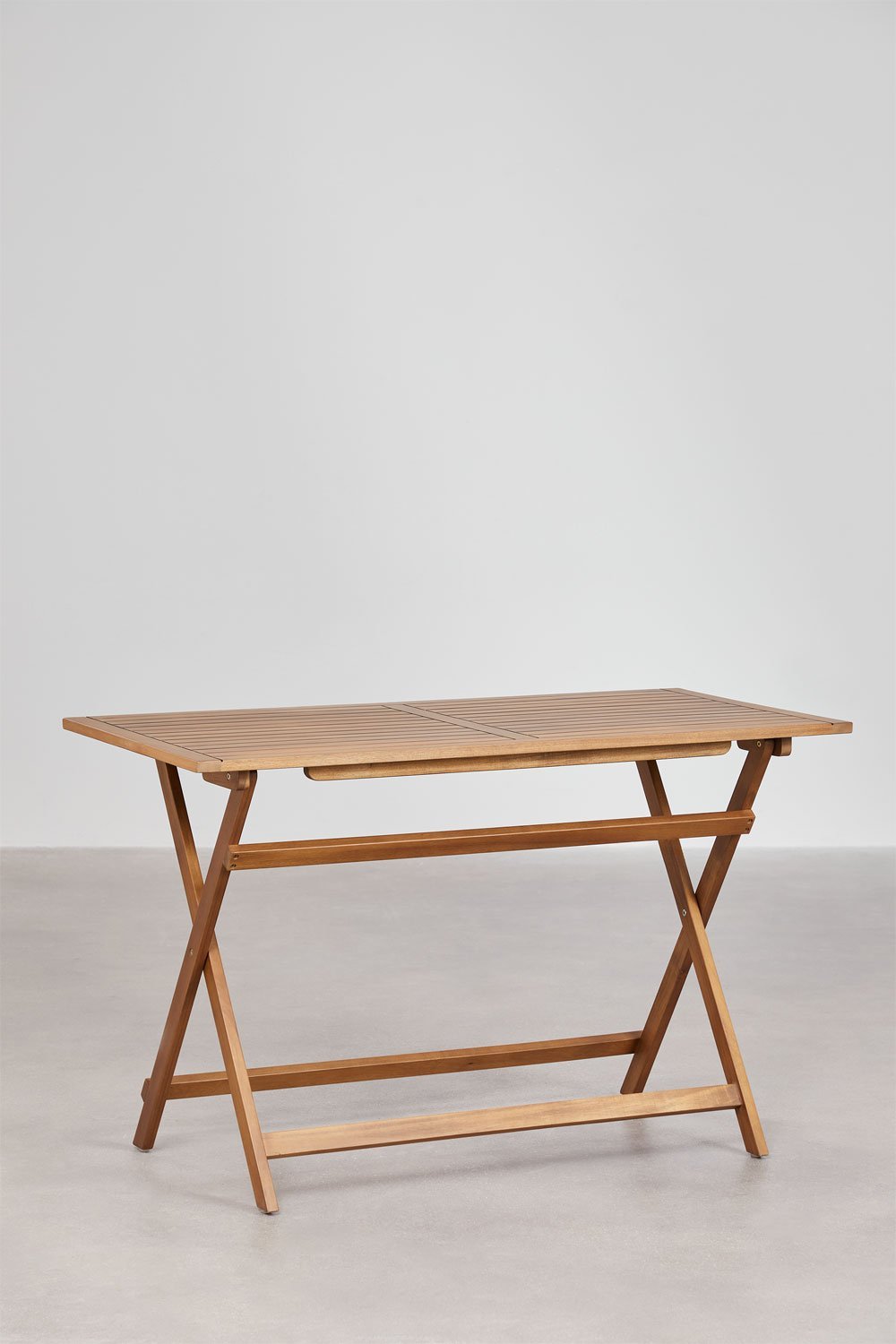 Table de jardin pliante rectangulaire en bois d'acacia (120x60 cm) Delawer, image de la galerie 2