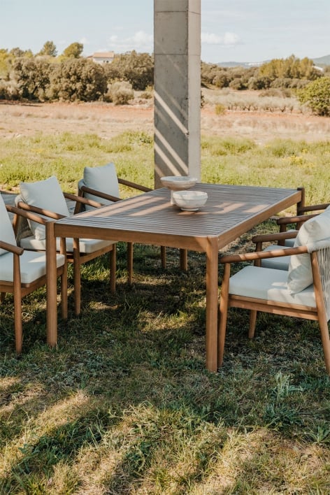 Table de jardin rectangulaire en bois d'eucalyptus (200x100 cm) Aderyn