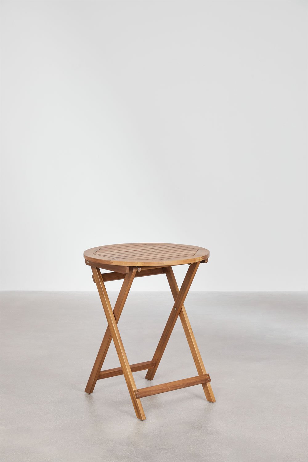 Table de jardin ronde pliante en bois d'acacia (Ø60 cm) Delawer, image de la galerie 2