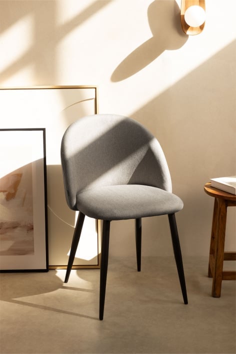 Chaise de salle à manger rembourrée et en acier Kana - Lin Brun Moka