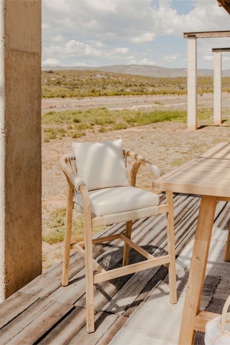 Tabouret haut de jardin 73cm en bois d'acacia Dubai