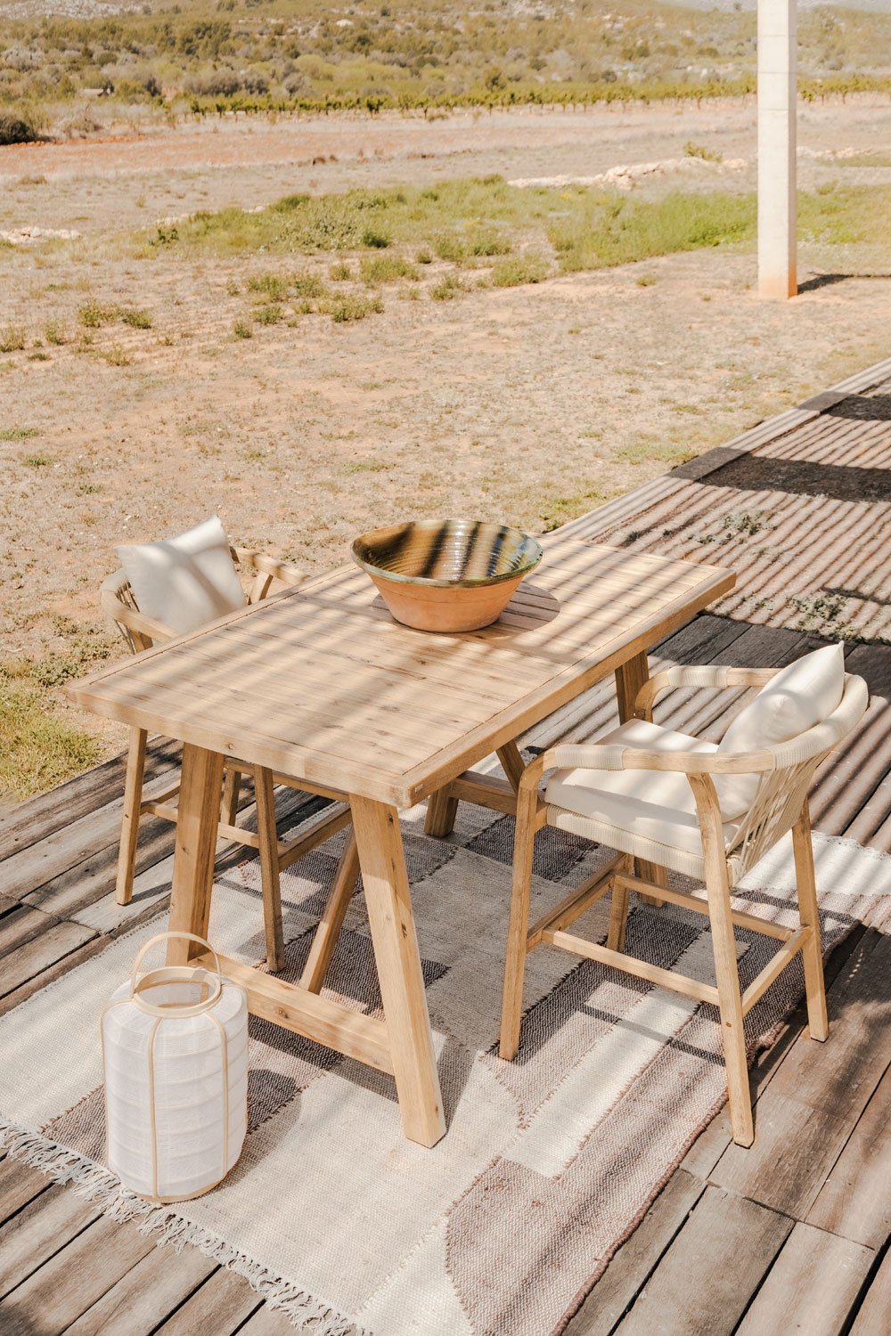 Table mange-debout de jardin rectangulaire en bois d'acacia (160x90 cm) Dubai, image de la galerie 1