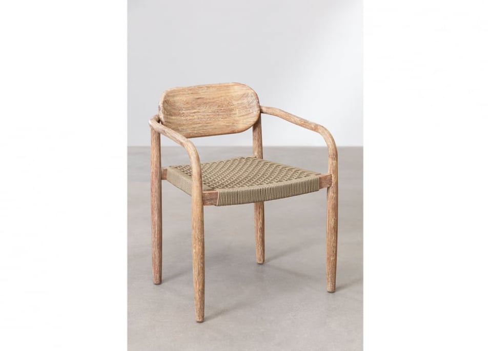 Chaise de salle à manger avec accoudoirs en bois Naele