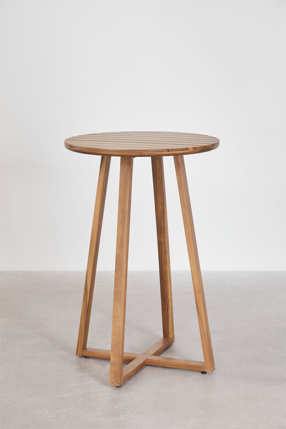 Table haute de jardin ronde en bois d'acacia (Ø70 cm) Magda, image de la galerie 2