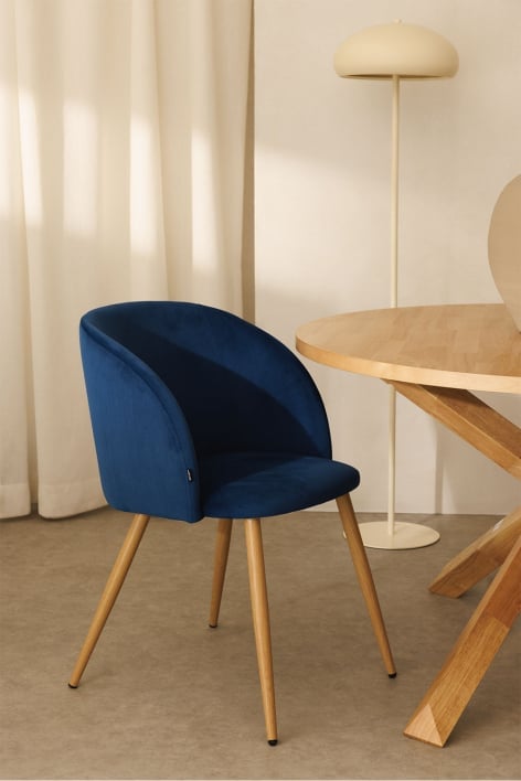 Chaise de salle à manger en velours avec accoudoirs Kana