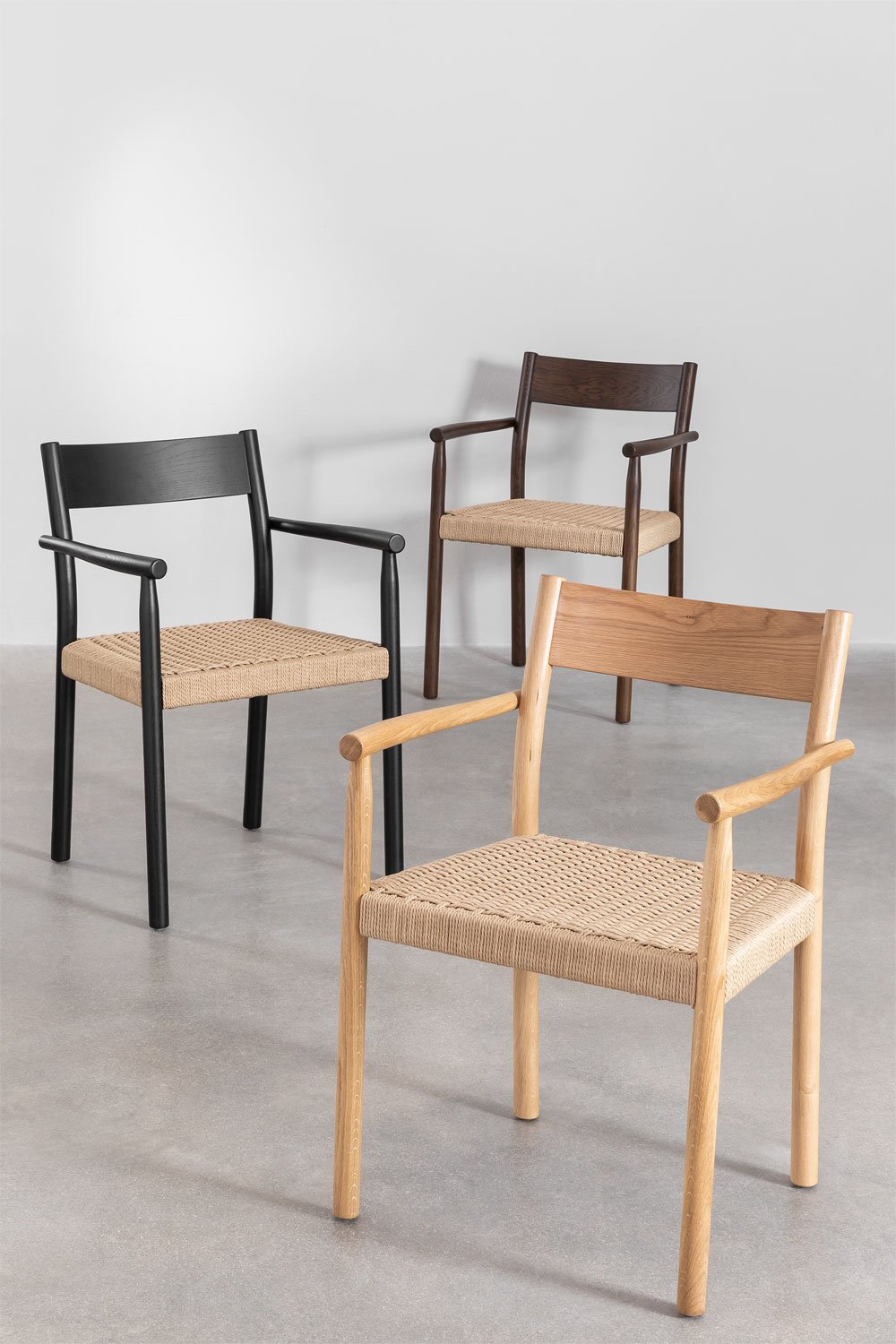 Pack de 2 chaises de jardin en bois de chêne et corde tressée Mara , image de la galerie 9