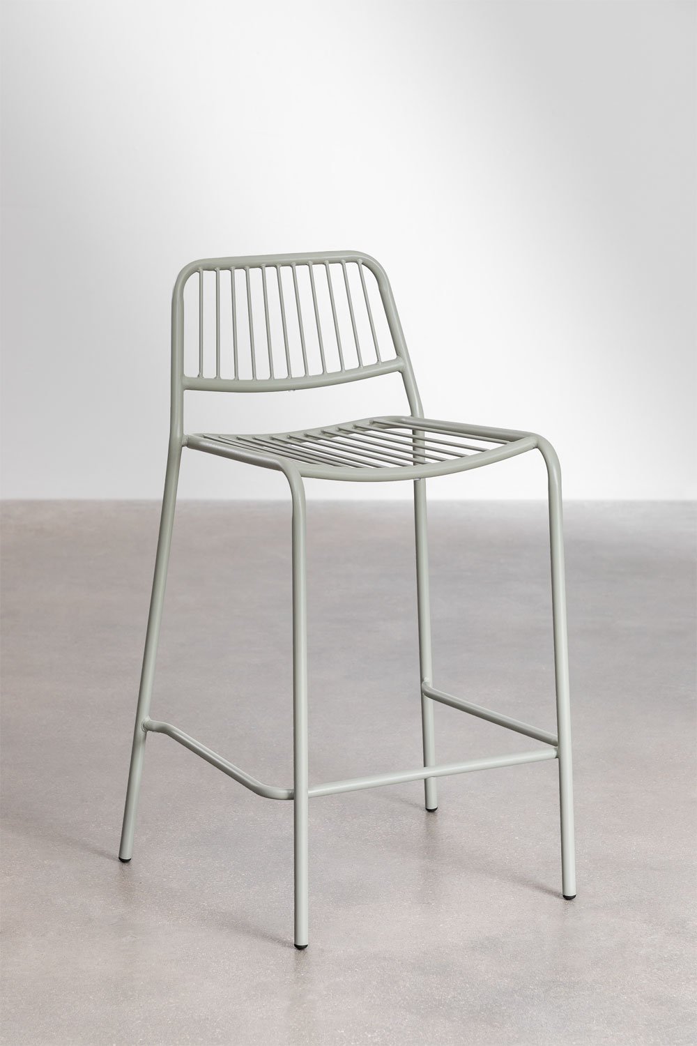 Tabouret haut 65 cm empilable en acier vert kaki Elton, image de la galerie 1