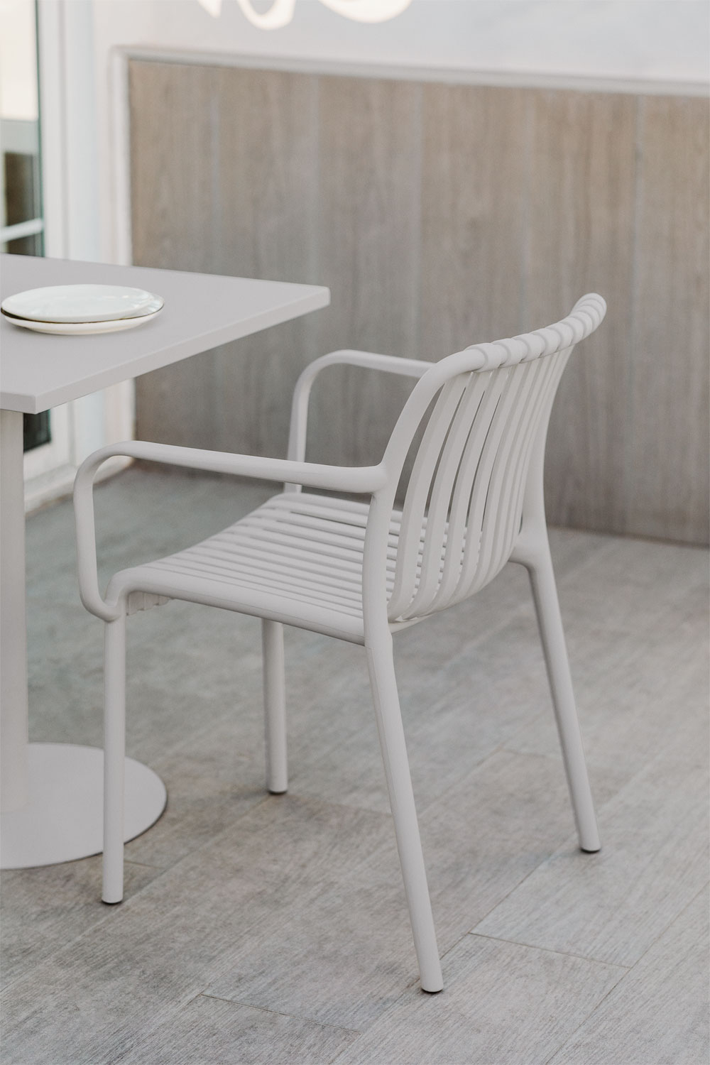Lot De 4 Chaises D’extérieur Rembourrées MOMMA HOME – Blanc, Aluminium Et Textile, Empilables, 87,5x56,5x57,5 Cm - 4