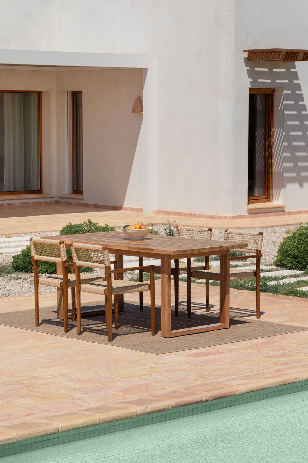 Table de Jardin Rectangulaire en Bois d'Acacia (180x90 cm) Saveria, image de la galerie 1