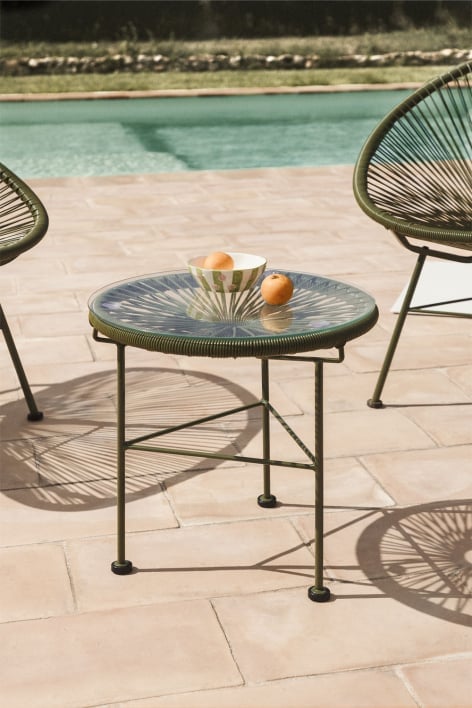 Table d'appoint ronde Ø45 cm en métal et polyéthylène Acapulco
